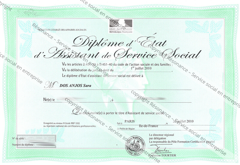 diplome assistant social